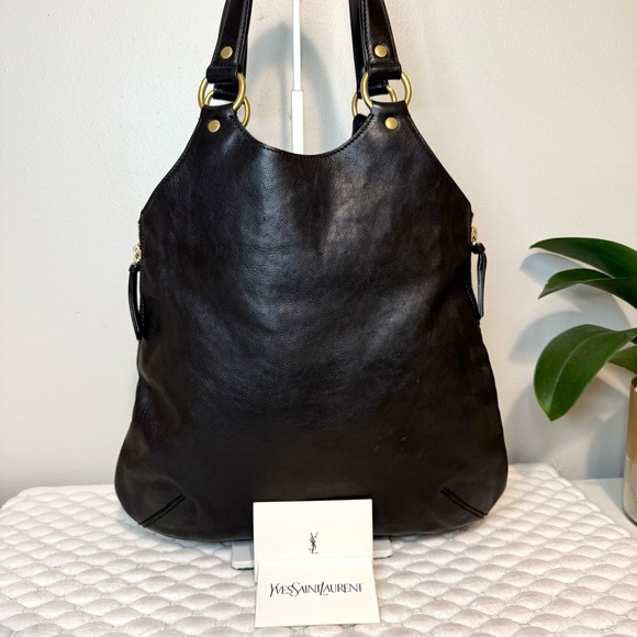YSL YVES SAINT LAURENT Tribute Tote Shoulder Bag Leather Black - Picture 3 of 14